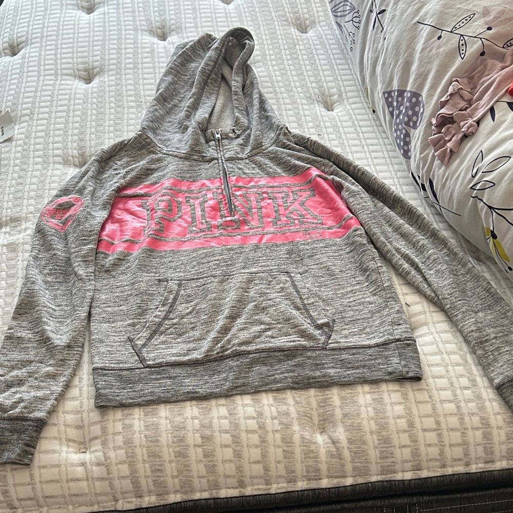 PINK Victoria's Secret Gray Hoodie with Pink Logo